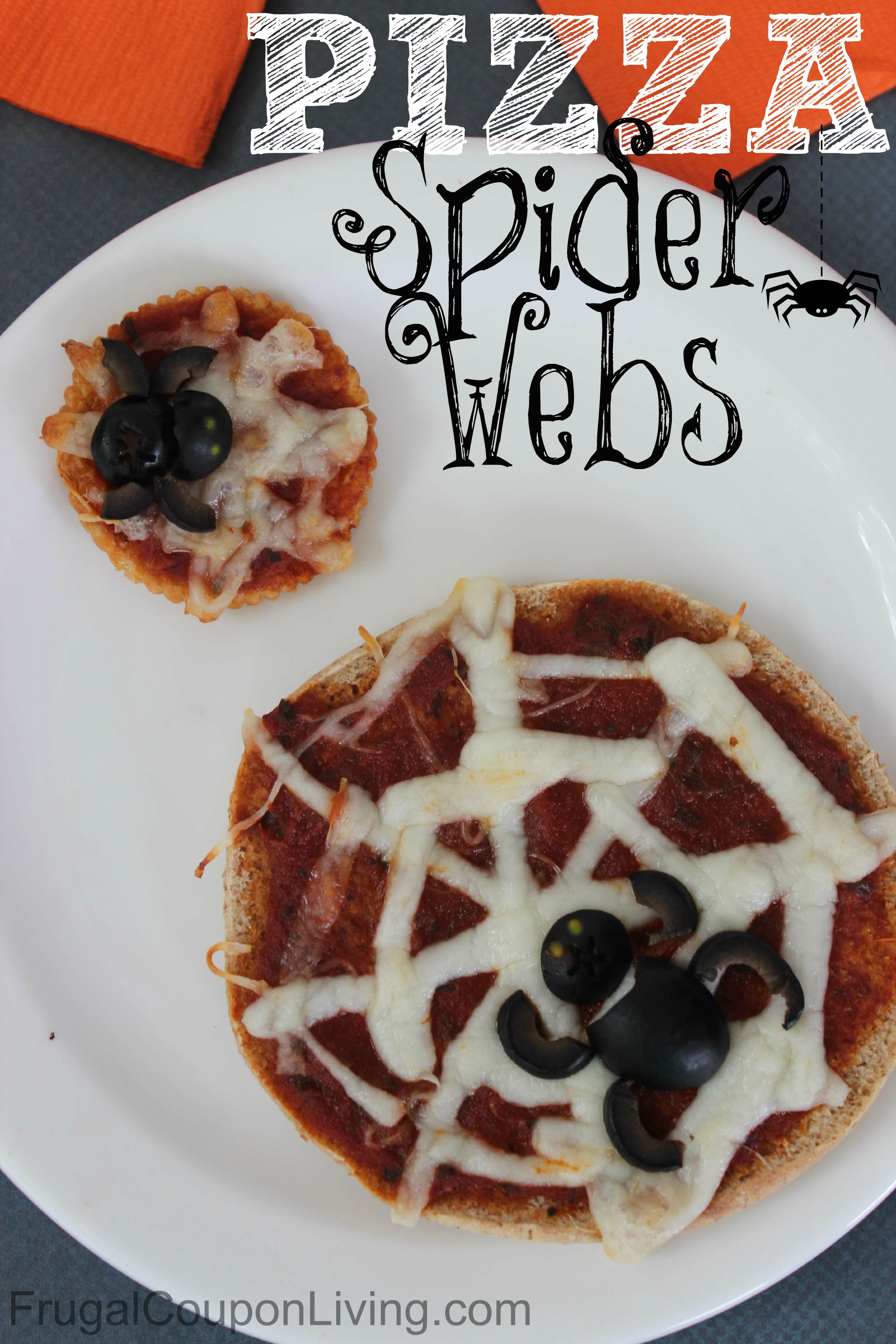 Halloween Pizza Spider Webs- Kids Food Craft