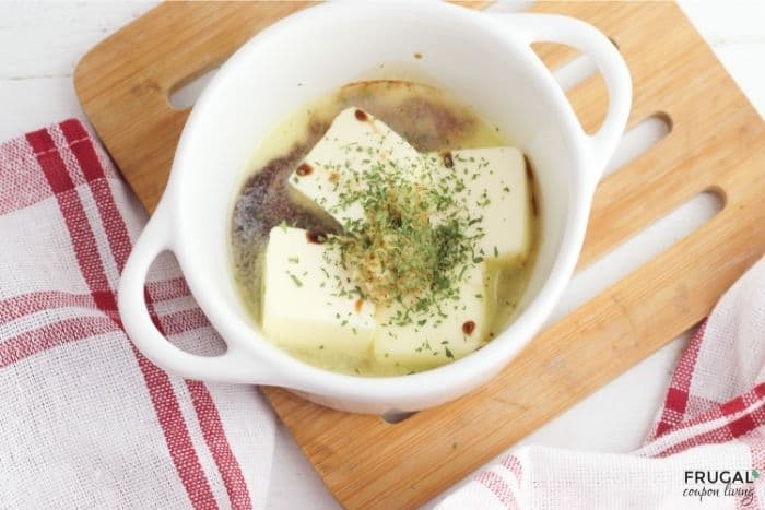 butter, garlic and soy sauce for a hamburger steak