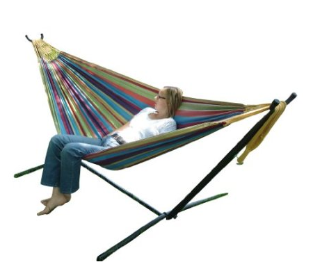 Vivere UHSDO9 Double Hammock with Space-Saving Steel Stand