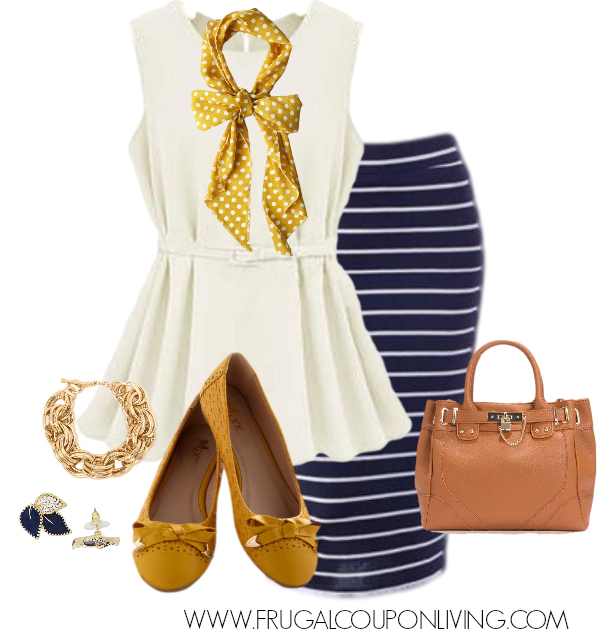 gold and navy outfits
