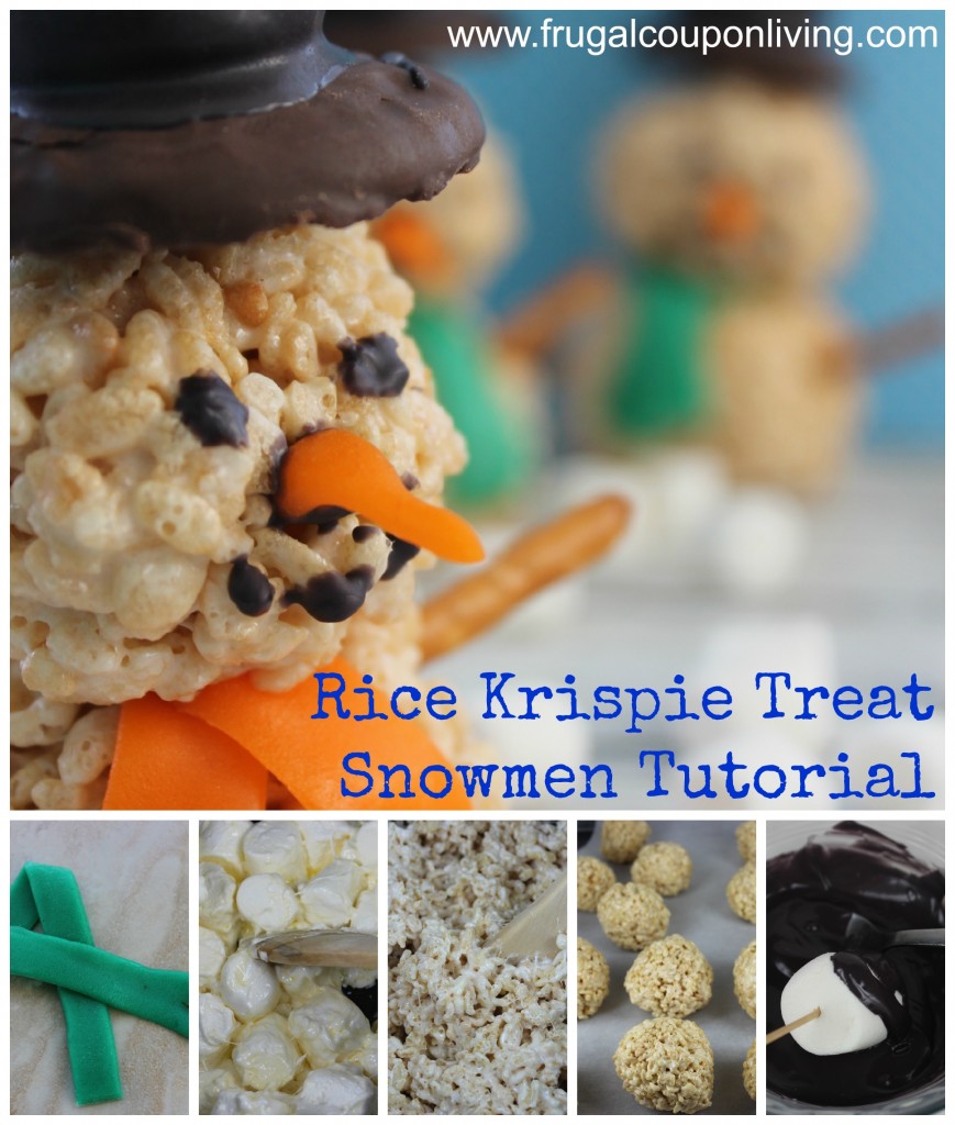 Marshmallow Rice Krispie Treat Snowmen Recipe - Kids Food Craft