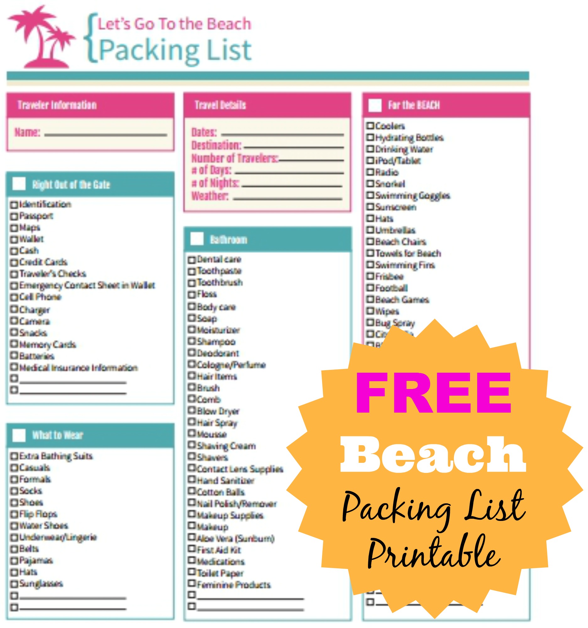 beach vacation packing list printable that are playful derrick website