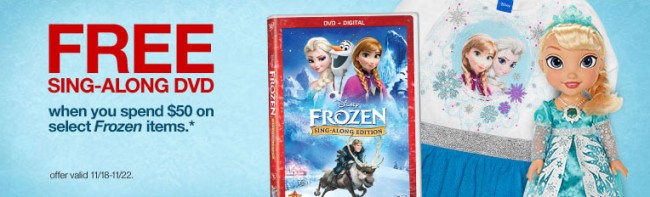 FREE Disney Frozen Sing-Along DVD WYB $50 in Frozen Items