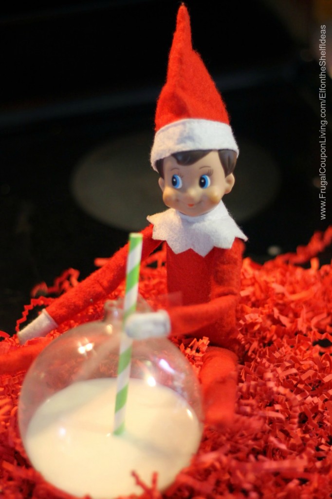 elf-drinks-from-an-ornament-elf-on-the-shelf-ideas-frugal-coupon-living