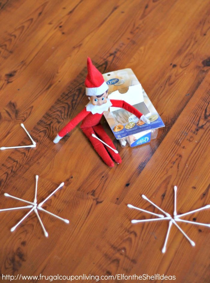 Elf on the Shelf Q-Tip Snow Flake | Preschool Elf Ideas