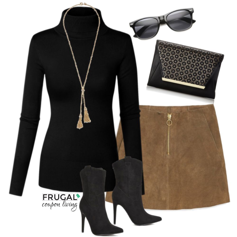 Frugal Fashion Friday Fall Suede Skirt Outfit on Frugal Coupon Living