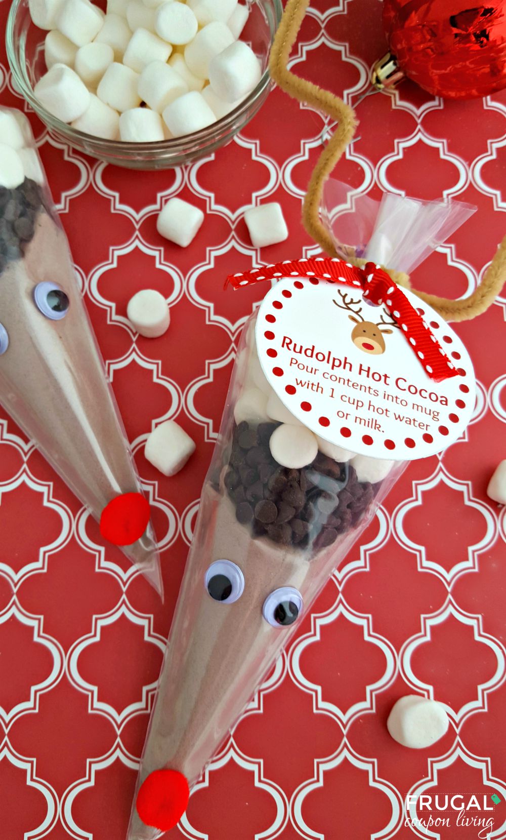 Rudolph Hot Cocoa with Gift Tag on Frugal Coupon Living