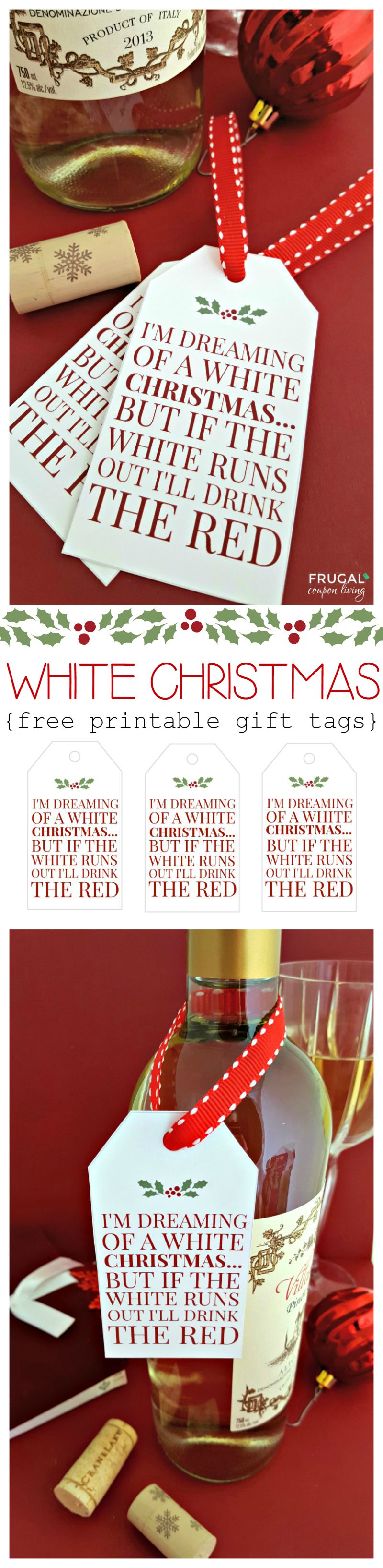 White Christmas Wine Tags on Frugal Coupon Living Collage