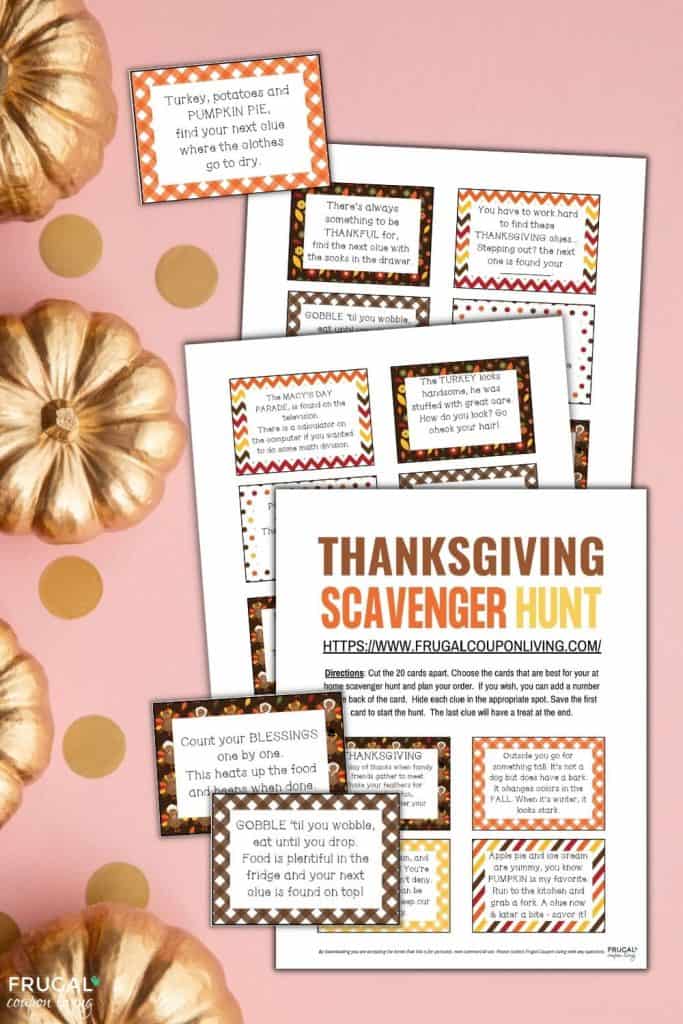 Fun at home thanksgiving scavenger hunt for kids printable