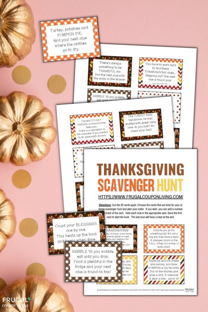 Fun at home thanksgiving scavenger hunt for kids printable