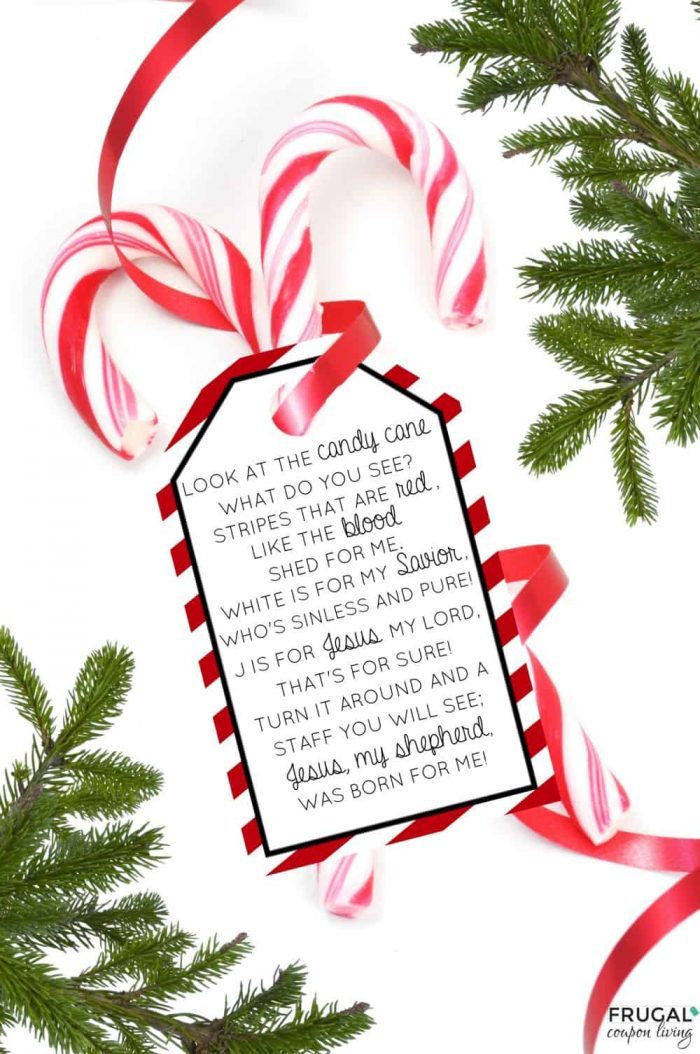 candy cane gift tag for christmas gospel message