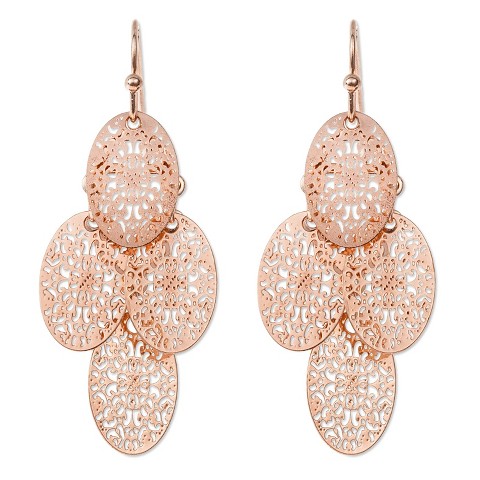 Women's Filigree Chandelier Earrings - Rose Gold