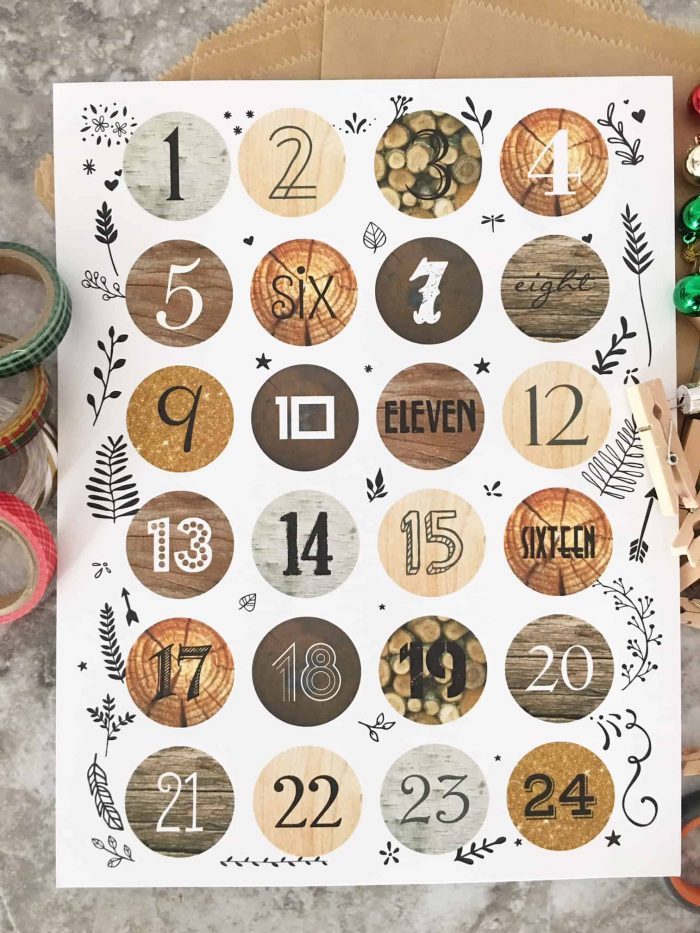 free printable advent calendar stickers cute