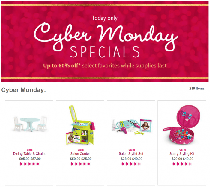 american girl cyber monday sale