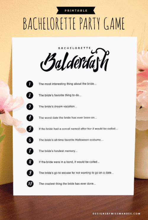 Bachelorette Party Games Balderdash