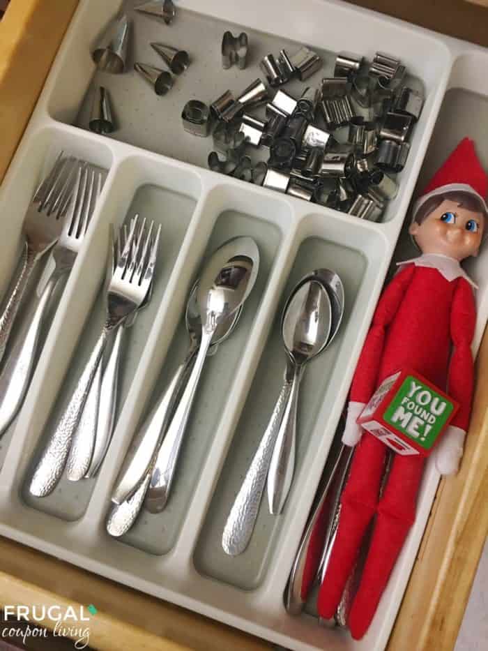 Elf on the Shelf Ideas | Utensil Drawer