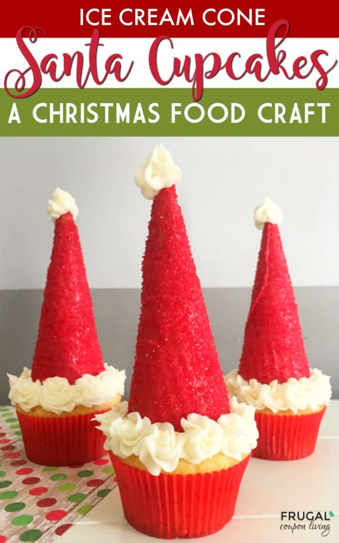 Ice Cream Cone Santa Hat Cupcakes