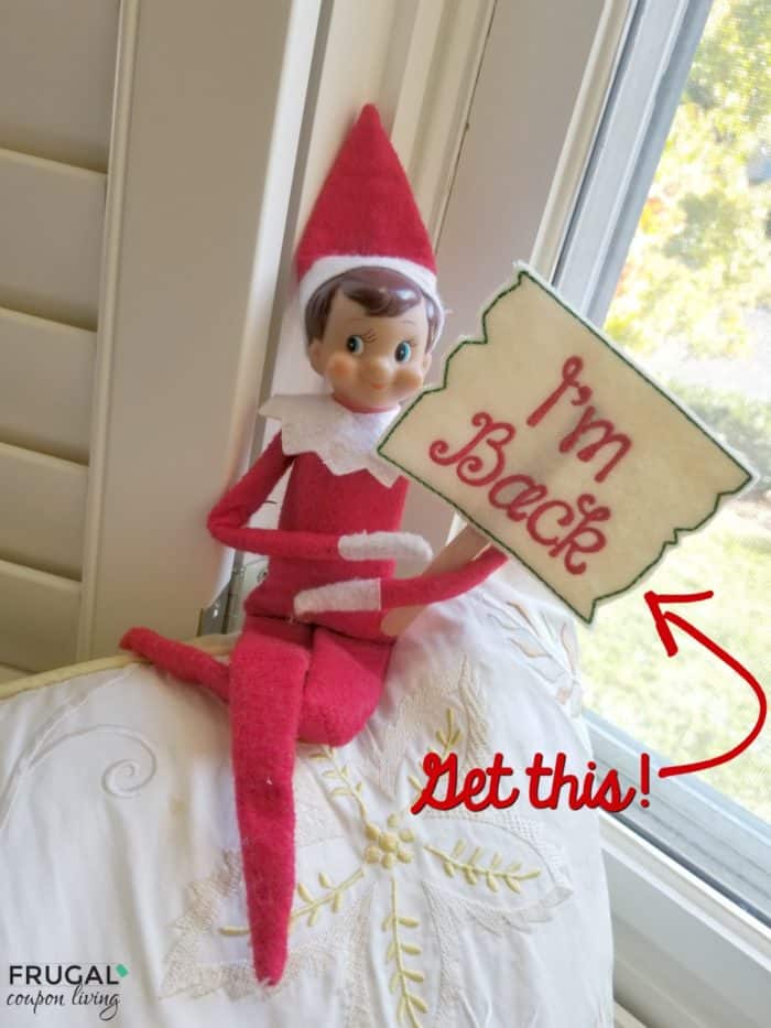 Elf on the Shelf Ideas | Elf Returns with an I'm Back Sign