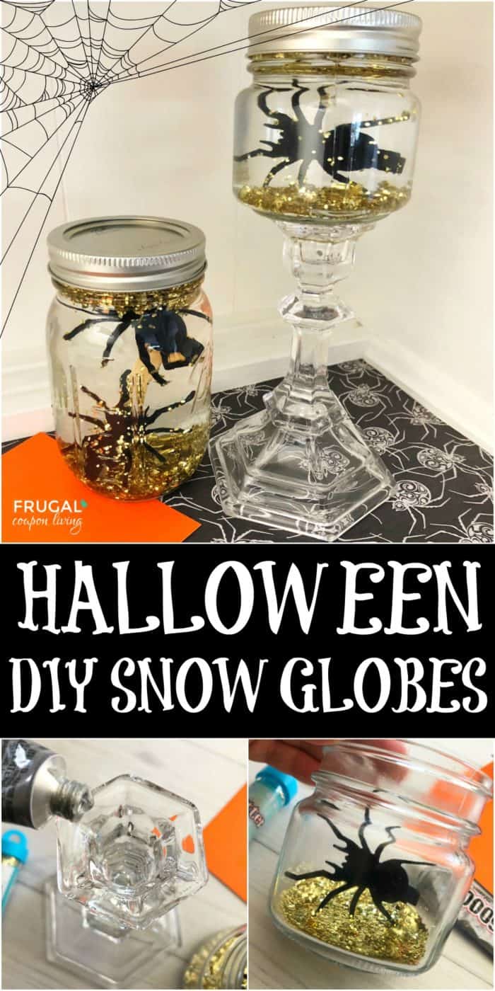 Halloween Mason Jar Snow Globe Tutorial and Snow Glob Ingredients