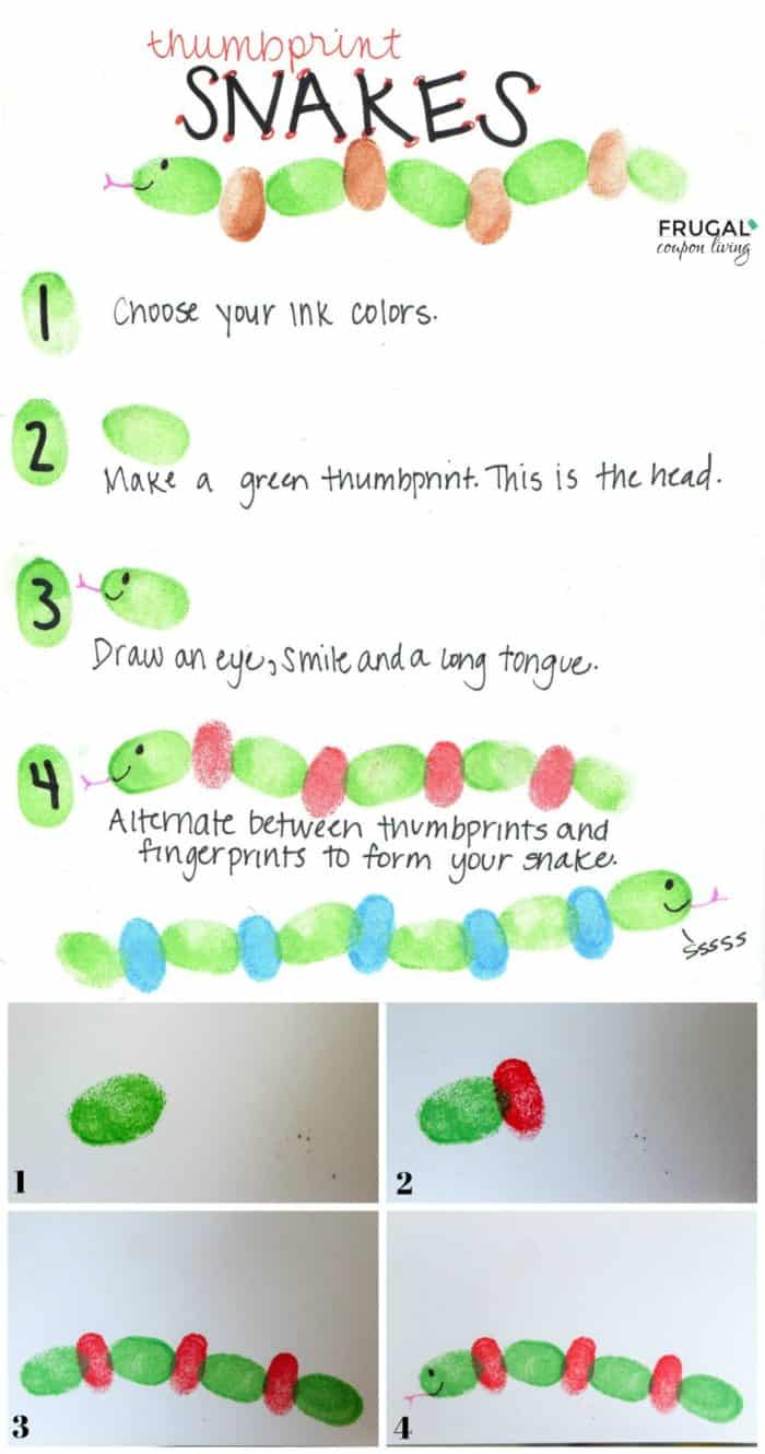 Zoo Animals Fingerprint Art Snake Tutorial