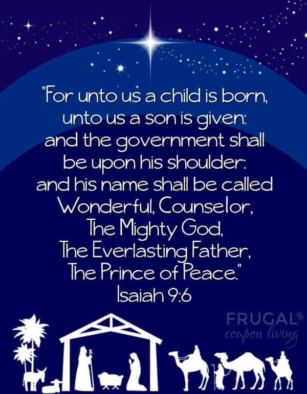 Isaiah 9:6 Printable For Unto Us a Child is Born