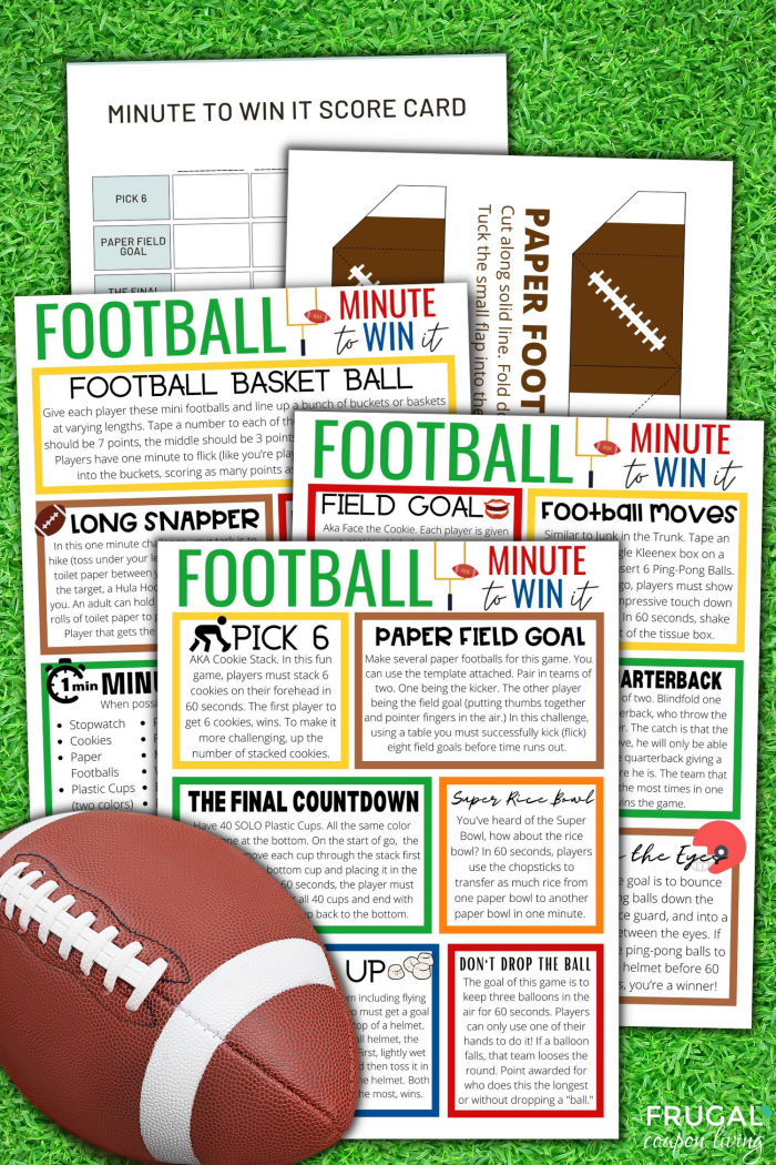 Super Bowl Football Minute to Win it Games