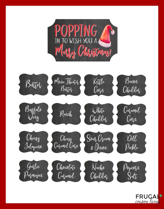 Printable Popcorn Labels for Seasoning