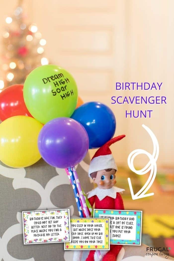 Elf on the Shelf Birthday Scavenger Hunt for Christmas