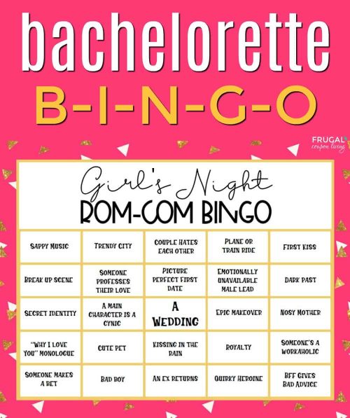 Bachelorette Party Rom Com Bingo Printable