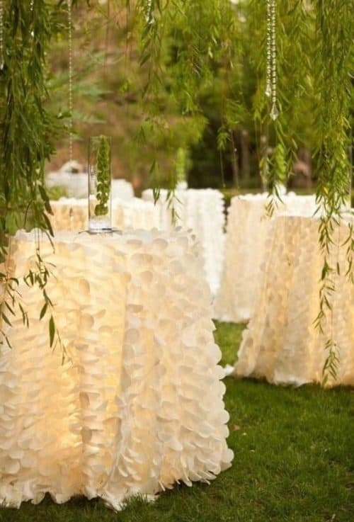 white Party flamingo petal tablecloths