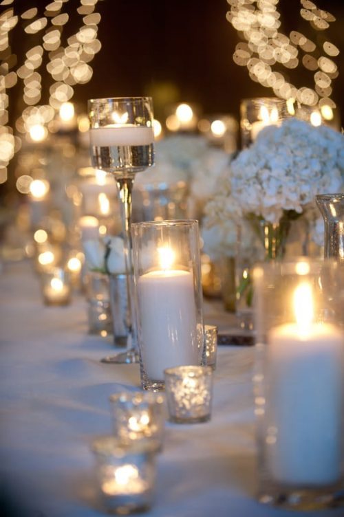 White Floating Candles Tablescape