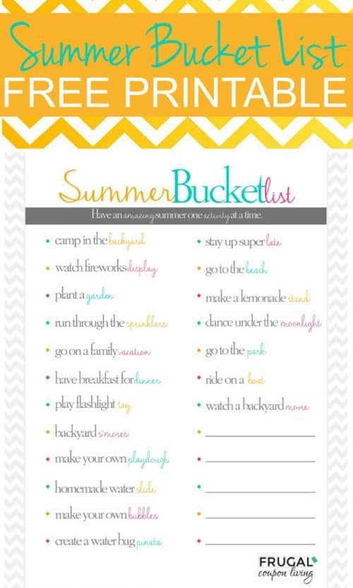 Summer Bucket List Printable