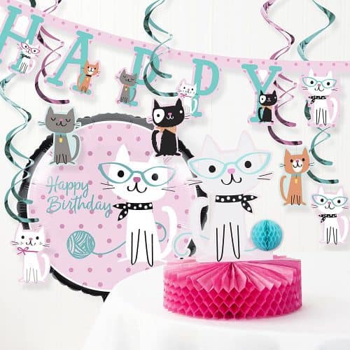 Cat Party Decor with Birthday Banner and Cat Party Ideas