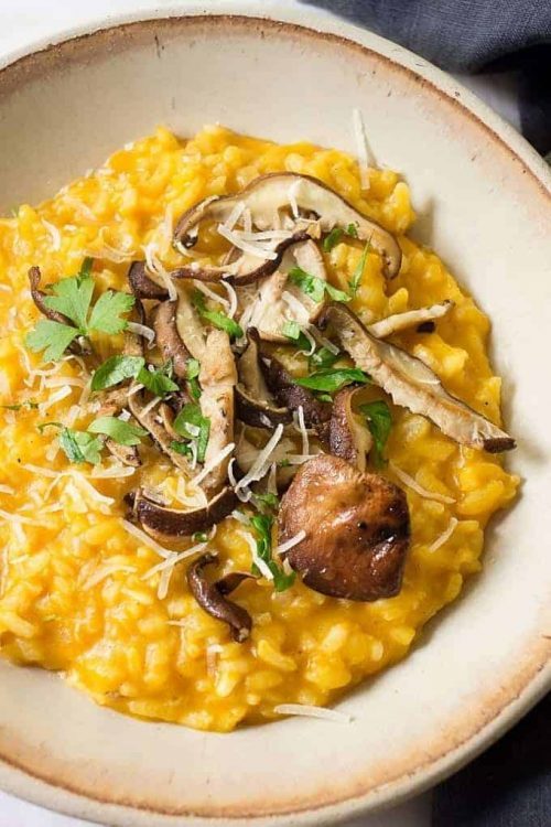 Mushroom And Pumpkin Risotto for Fall