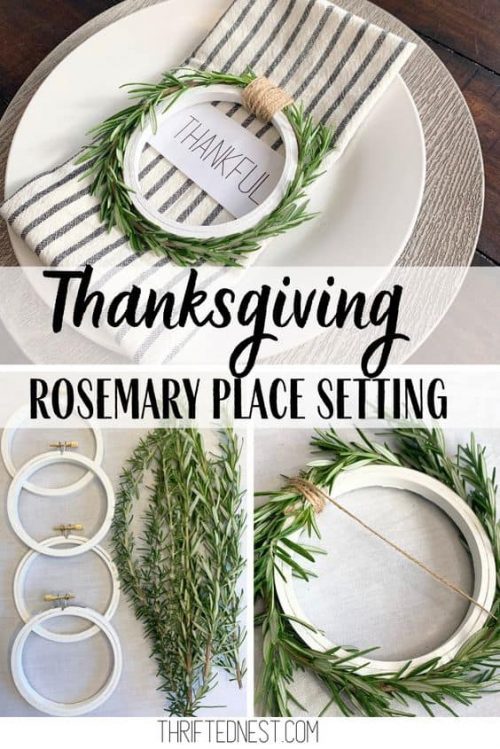 Thanksgiving Rosemary Place Settings & Table Ideas