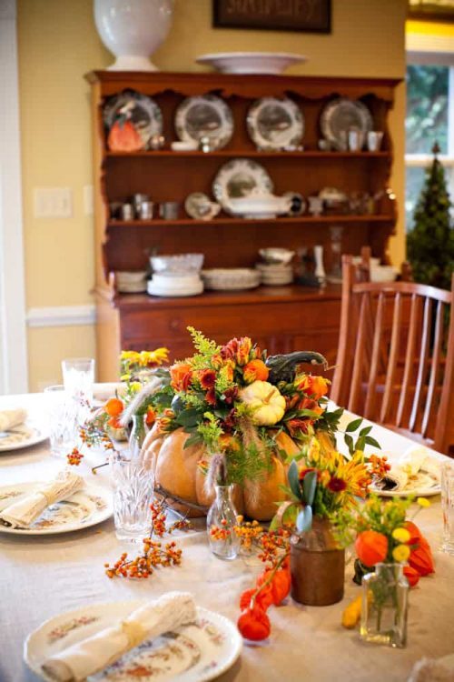 Thanksgiving Pumpkin Flower Arrangement Centerpiece