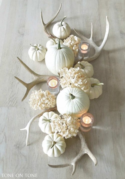 White Pumpkin Centerpiece for Thanksgiving