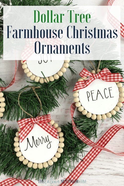 DIY Farmhouse Christmas Ornament using Dollar Tree Crafts