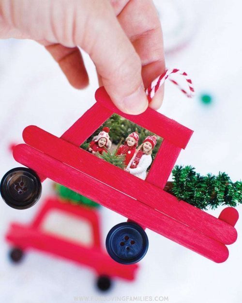 DIY Red Truck Ornament Christmas Tree