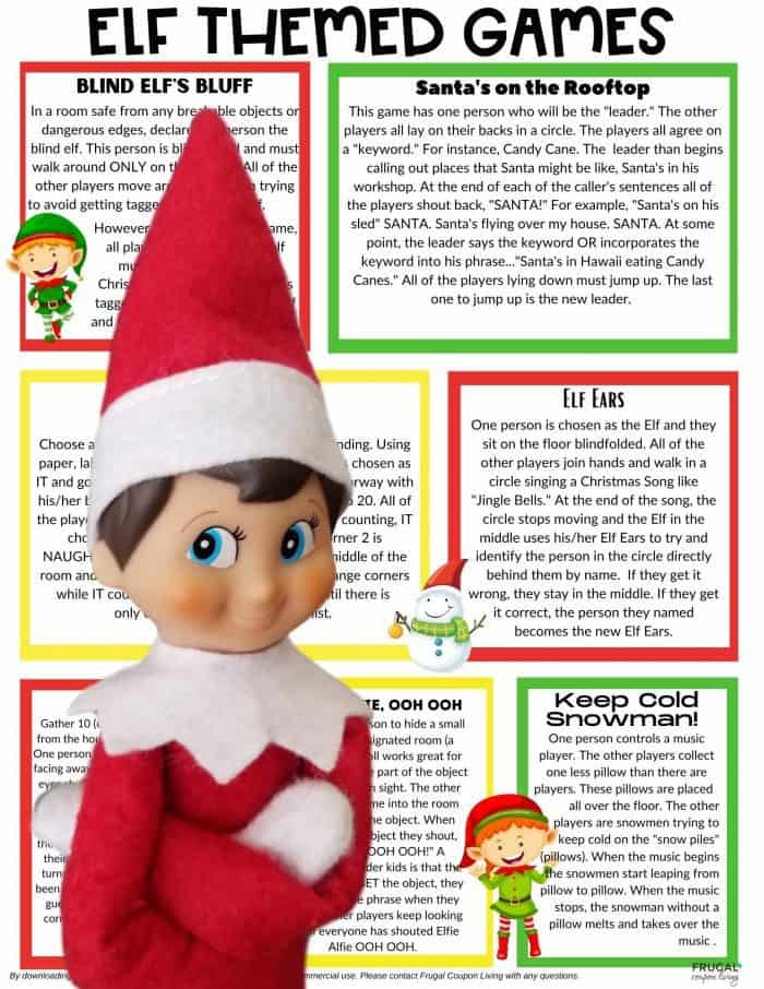 Elf on the Shelf Games Printable | Christmas Themed Party Games