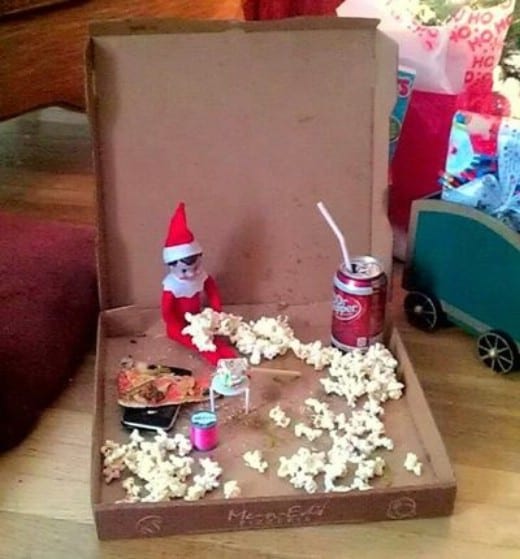 Elf Box Ideas | Elf on the Shelf Pizza Party with Popcorn