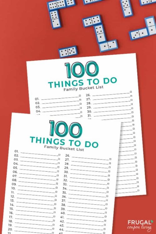 100 Things to Do | Family Bucket List Template Printable PDF