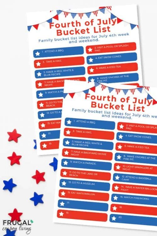 July 4th Summer Bucket List Printable PDF