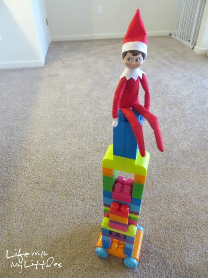 Elf on the Shelf LEGO Block Tower | Toddler Ideas for Elf