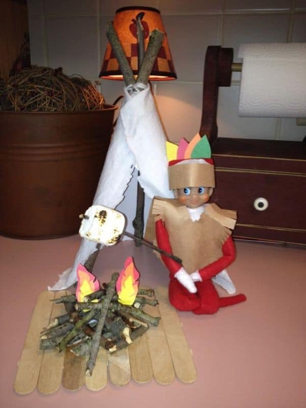 Elf on the Shelf Native American Smores Idea for Thanksgiving