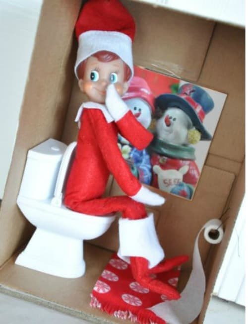 Elf on the Shelf Ideas with Boxes | Bathroom Antics for Elf