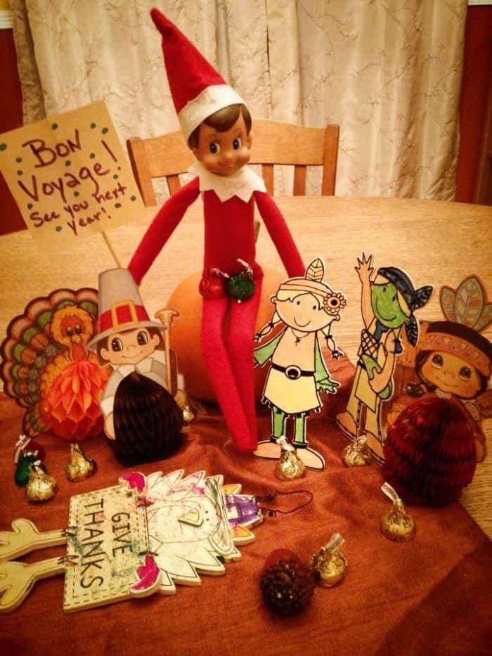 Elf on the Shelf Thanksgiving Ideas | Goodbye Party for Thanksgiving Décor