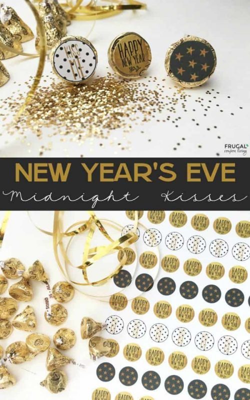 New Year's Eve Kisses Printable Stickers