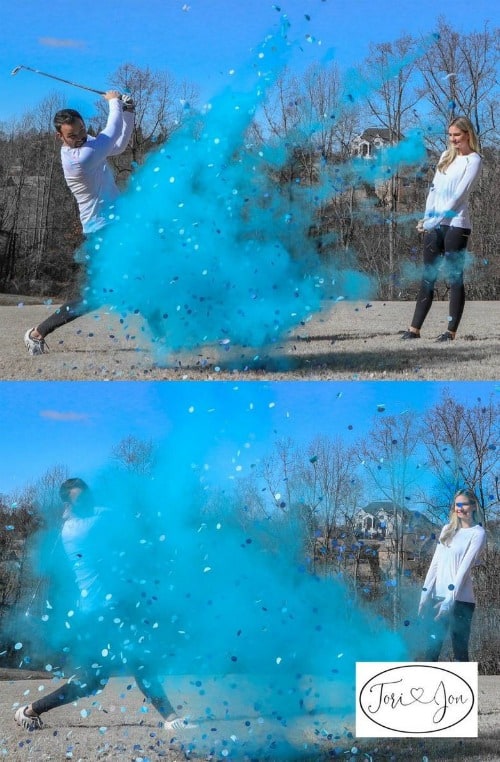 Golf Ball Gender Reveal with Pink or Blue Powder