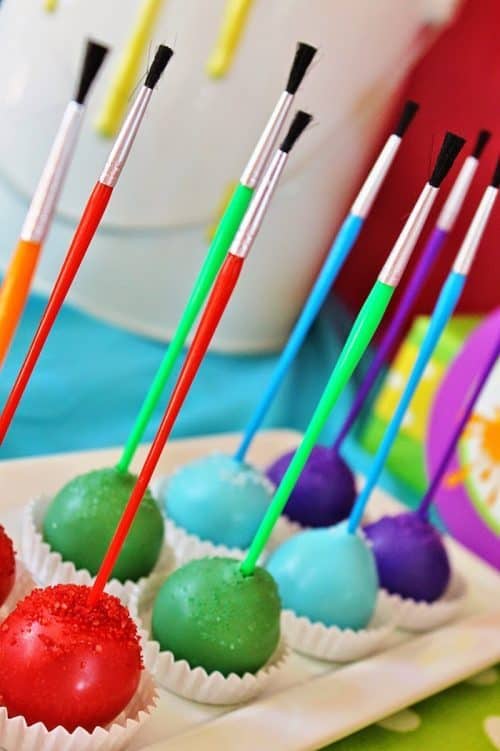 Artist Party Ideas | Paint Brush Cake Pops